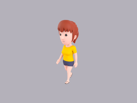 Cartoon Female Character Rigged 001 3D Model