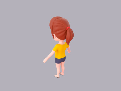 Cartoon Female Character Rigged 001 3D Model