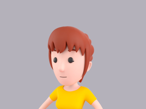 Cartoon Female Character Rigged 001 3D Model