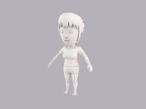 Cartoon Female Character Rigged 001 3D Model