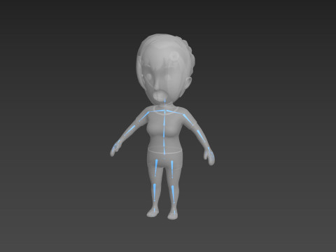 Cartoon Female Character Rigged 001 3D Model