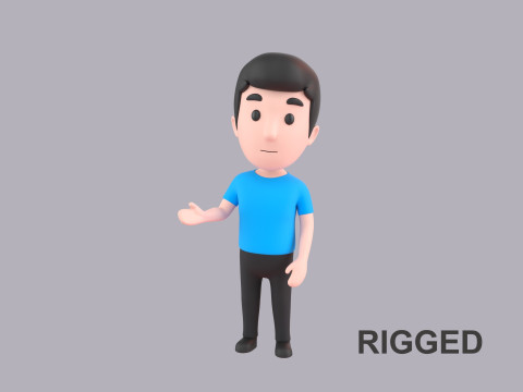 Cartoon Male Character Rigged 002 Model 3D