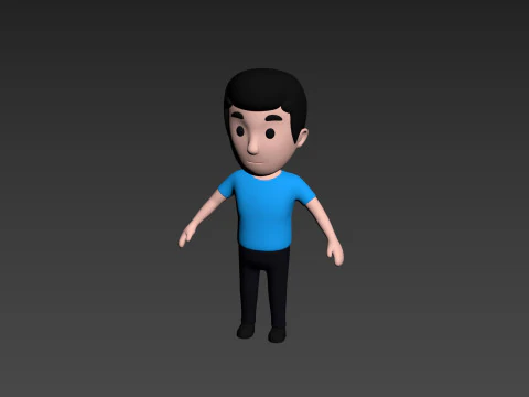 Cartoon Male Character Rigged 002 3D Model