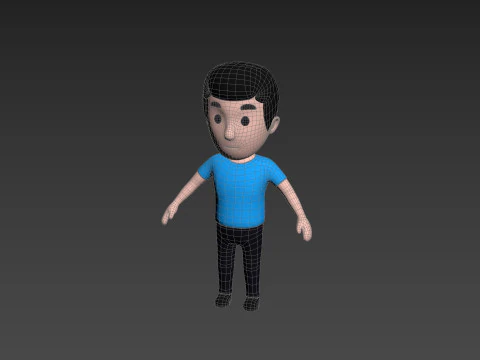 Cartoon Male Character Rigged 002 3D Model