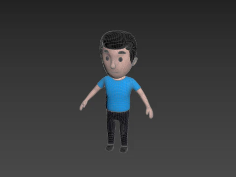 Cartoon Male Character Rigged 002 3D Model