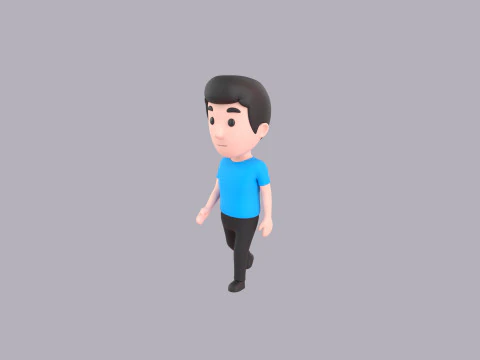 Cartoon Male Character Rigged 002 3D Model