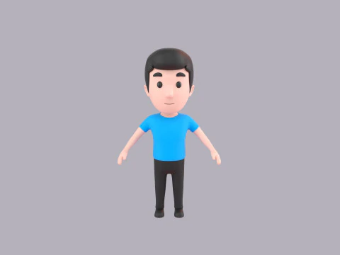 Cartoon Male Character Rigged 002 3D Model