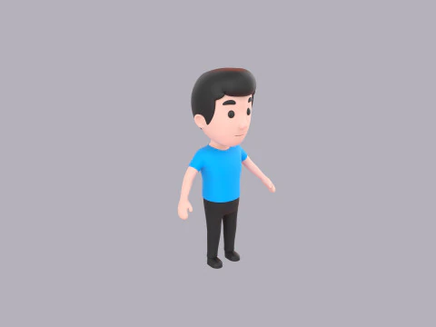 Cartoon Male Character Rigged 002 3D Model