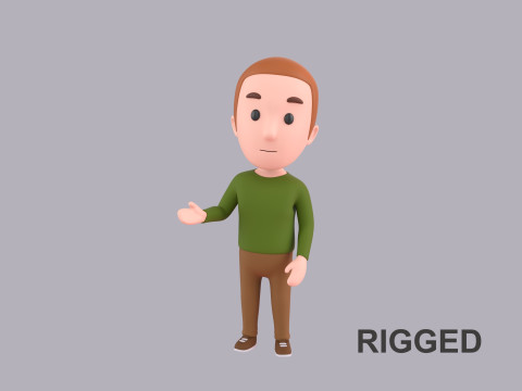 Cartoon Male Character Rigged 003 3D Model