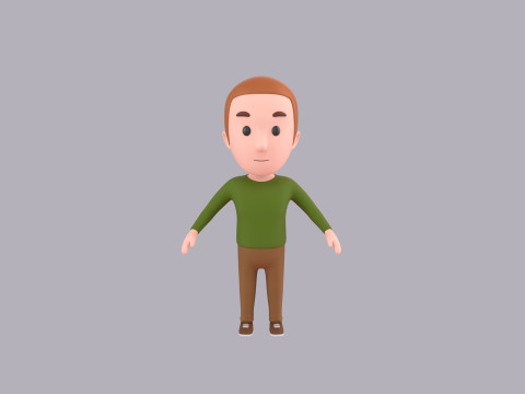 Cartoon Male Character Rigged 003 3D Model