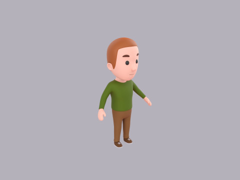 Cartoon Male Character Rigged 003 3D Model