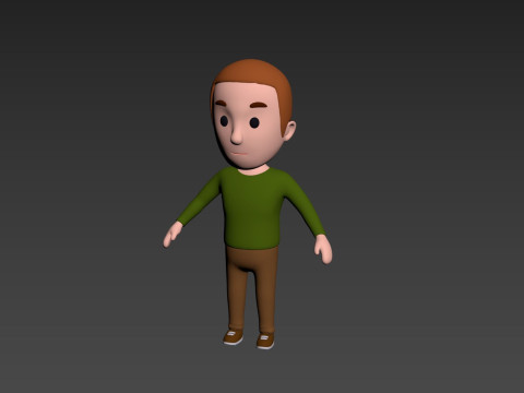 Cartoon Male Character Rigged 003 3D Model