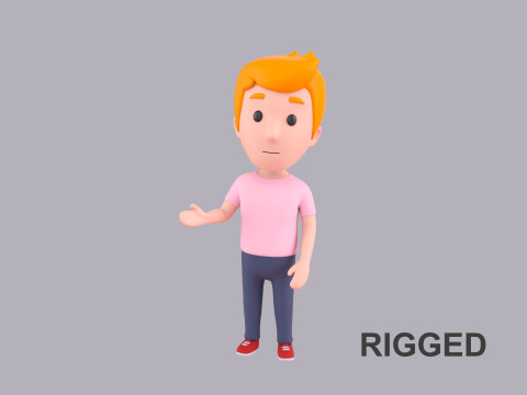 Cartoon Male Character Rigged 004 3D Model