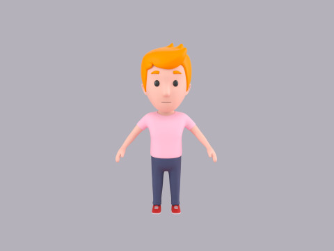 Cartoon Male Character Rigged 004 Modèle 3D