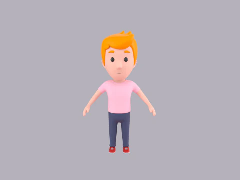 Cartoon Male Character Rigged 004 3D Model