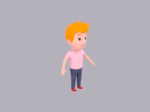 Cartoon Male Character Rigged 004 3D Model