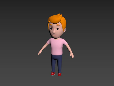 Cartoon Male Character Rigged 004 3D Model
