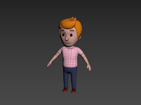 Cartoon Male Character Rigged 004 3D Model