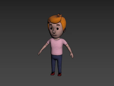 Cartoon Male Character Rigged 004 3D Model