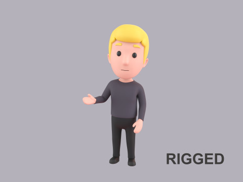 Cartoon Male Character Rigged 005 3D Model