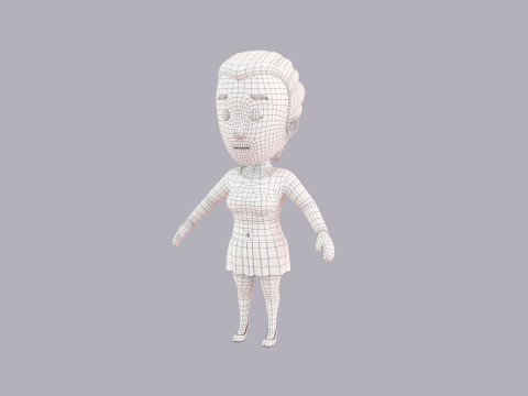 Cartoon Female Character Rigged 002 Model 3D
