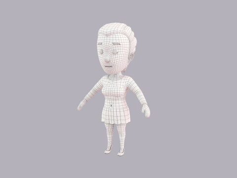 Cartoon Female Character Rigged 002 3D Model