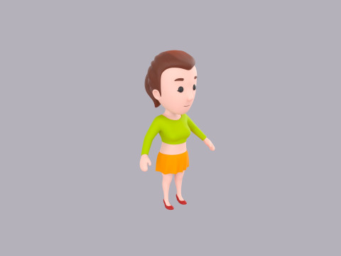 Cartoon Female Character Rigged 002 Model 3D