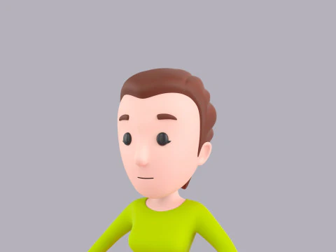 Cartoon Female Character Rigged 002 3D Model