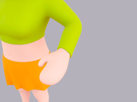 Cartoon Female Character Rigged 002 3D Model