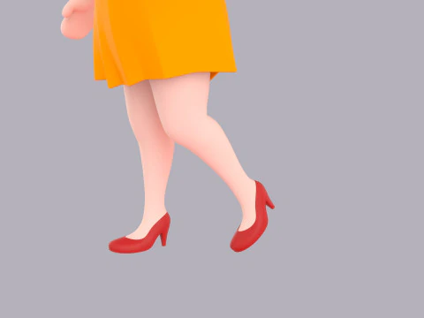 Cartoon Female Character Rigged 002 3D Model
