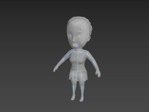 Cartoon Female Character Rigged 002 3D Model