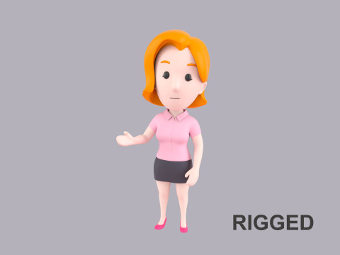 Cartoon Female Character Rigged 003 Modèle 3D