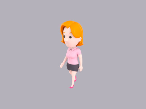 Cartoon Female Character Rigged 003 3D 모델
