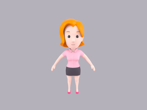 Cartoon Female Character Rigged 003 3D 모델