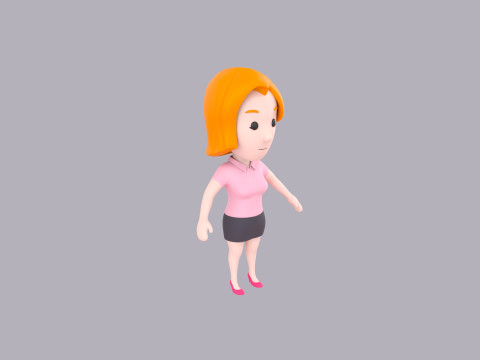 Cartoon Female Character Rigged 003 3D 모델
