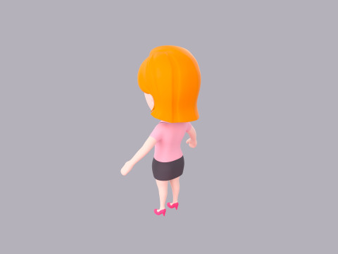 Cartoon Female Character Rigged 003 3D 모델