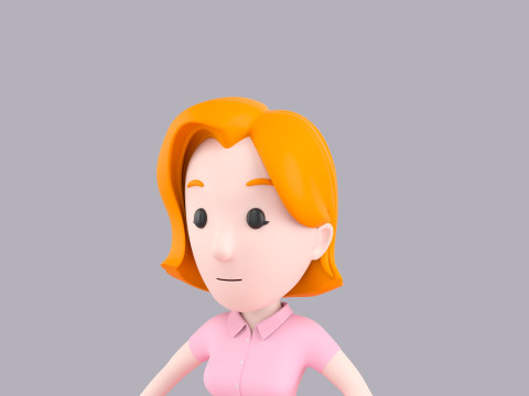 Cartoon Female Character Rigged 003 3D 모델