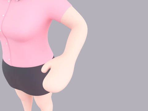 Cartoon Female Character Rigged 003 3D 모델