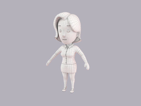 Cartoon Female Character Rigged 003 3D 모델