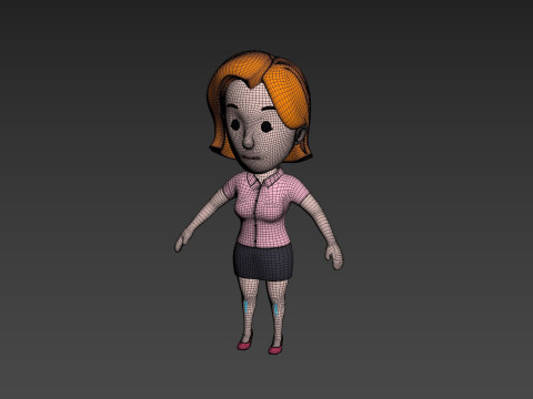 Cartoon Female Character Rigged 003 3D 모델