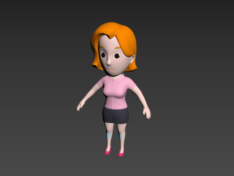 Cartoon Female Character Rigged 003 3D 모델