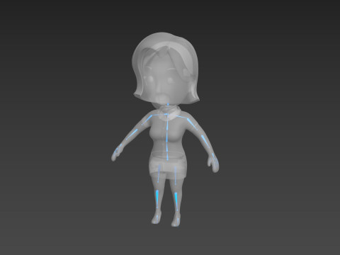 Cartoon Female Character Rigged 003 3D 모델