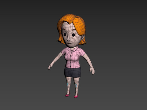 Cartoon Female Character Rigged 003 3D 모델