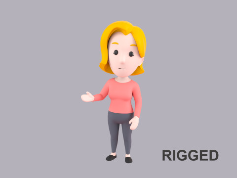 Cartoon Female Character Rigged 004 Modelo 3D