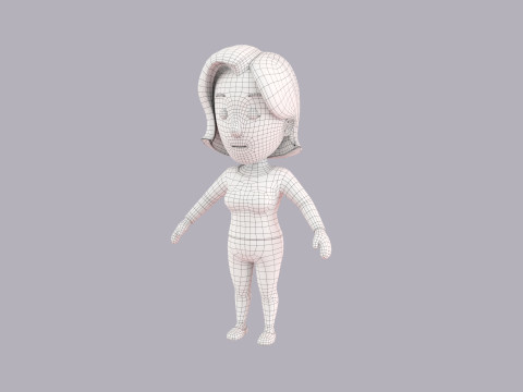 Cartoon Female Character Rigged 004 Modelo 3D