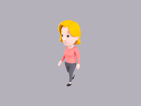 Cartoon Female Character Rigged 004 Modelo 3D