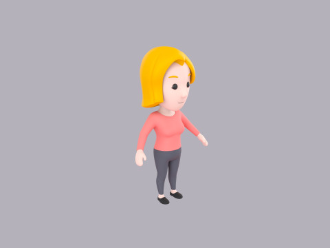 Cartoon Female Character Rigged 004 Modelo 3D
