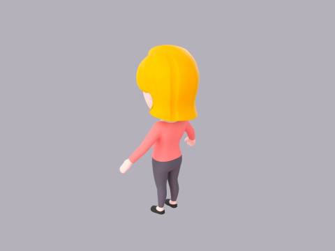 Cartoon Female Character Rigged 004 Modelo 3D