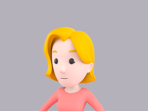 Cartoon Female Character Rigged 004 Modelo 3D