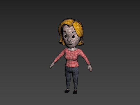 Cartoon Female Character Rigged 004 Modelo 3D